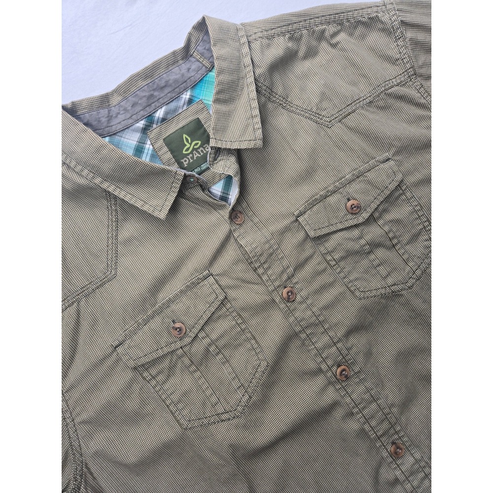 prAna Borla Short Sleeve Shirt Men's XLarge 100% Organic Cotton Outdoor Hiking